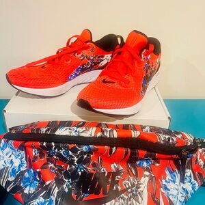 Nike Red and Black Floral Sneakers and matching Fanny pack